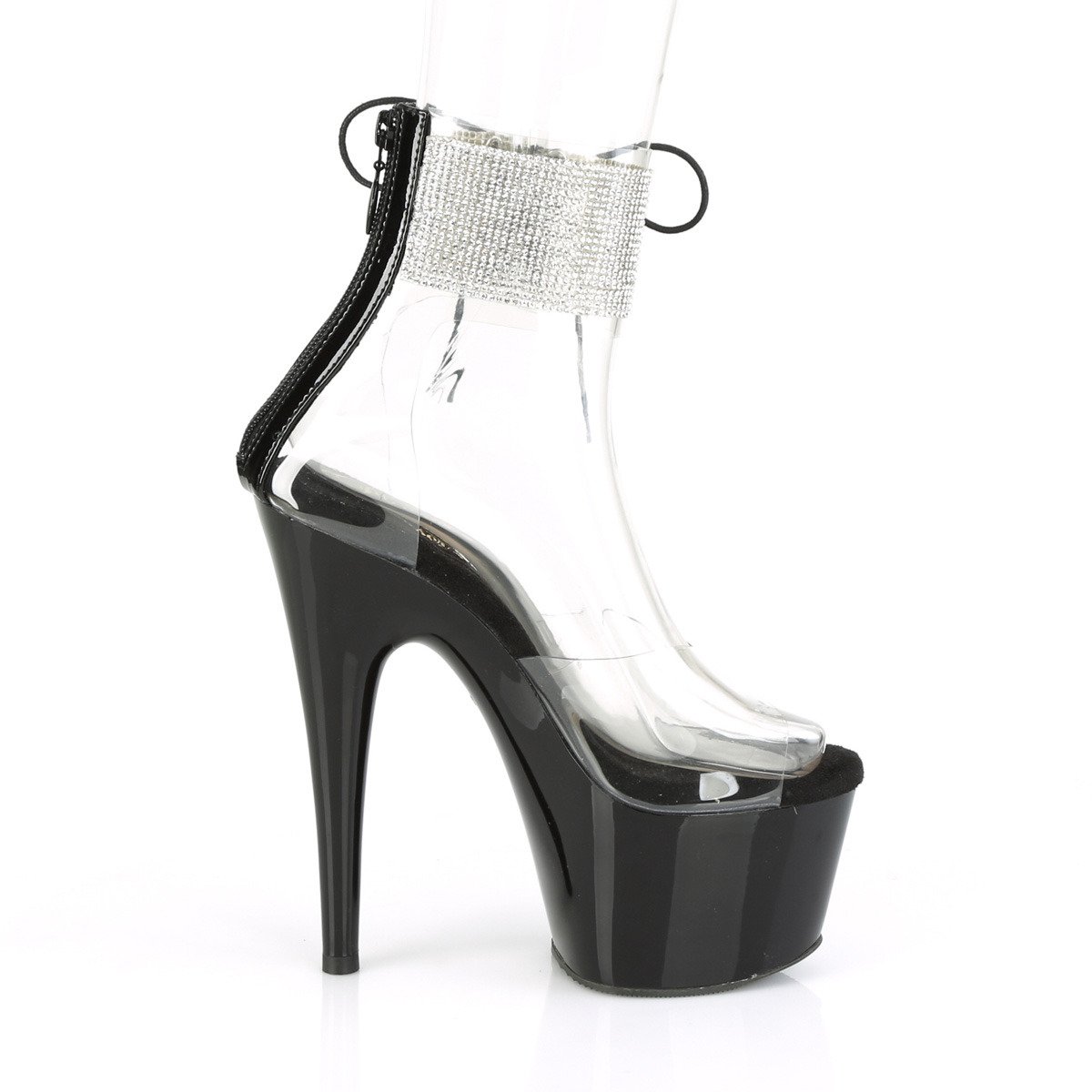 Pleaser Adore-724RS C/B - Clear High-Platform Ankle Strap Heels