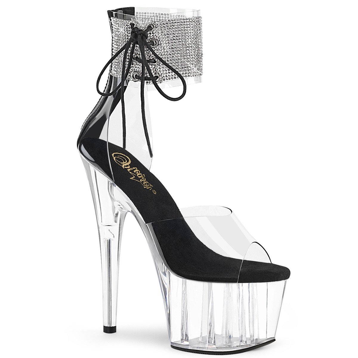 Pleaser Adore-724RS C-B/C - Clear High-Platform Ankle Strap Heels