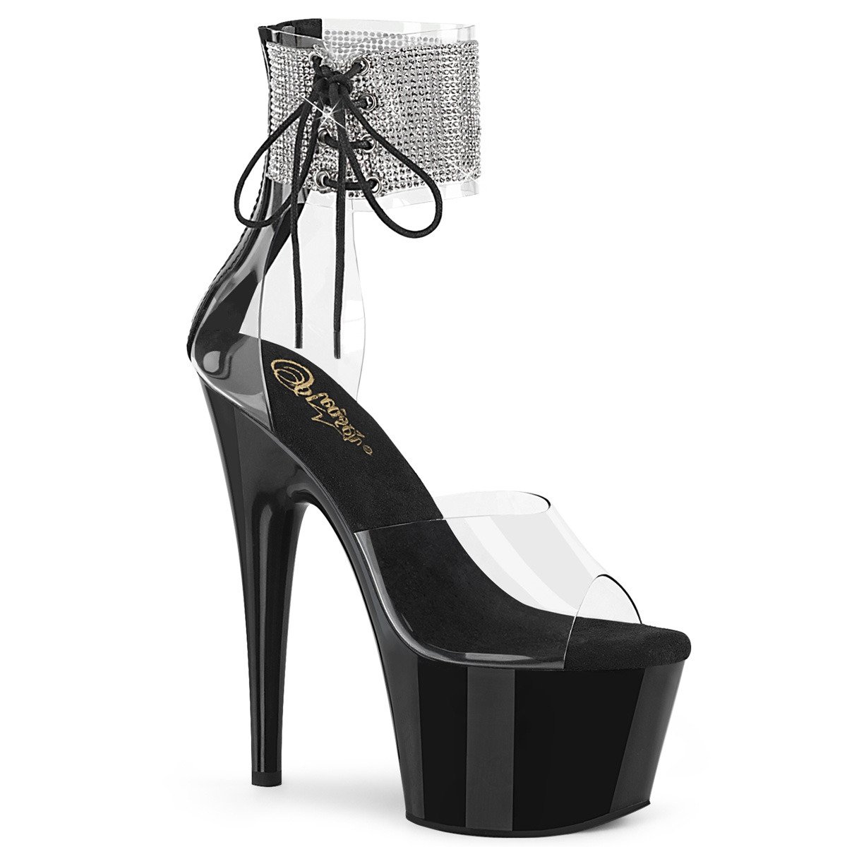 Pleaser Adore-724RS C/B - Clear High-Platform Ankle Strap Heels