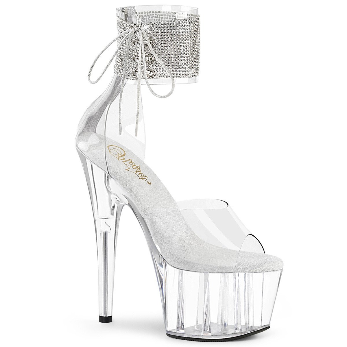 Pleaser Adore-724RS C/M - Clear High-Platform Ankle Strap Heels