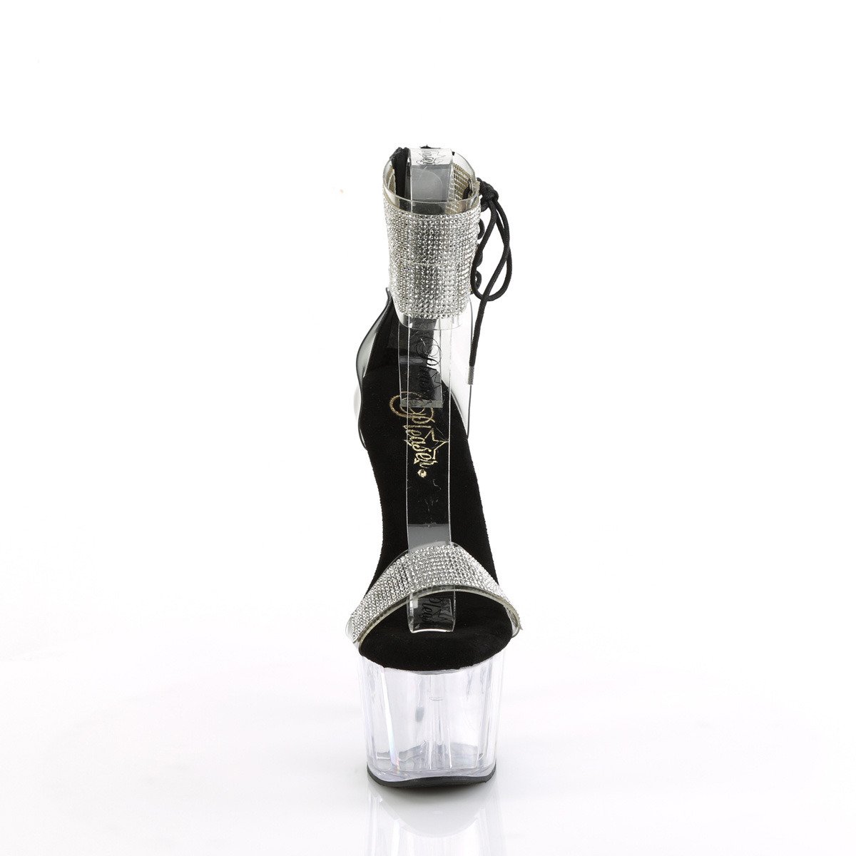 Pleaser Adore-727RS C-B/C - Black High-Platform Ankle Strap Heels