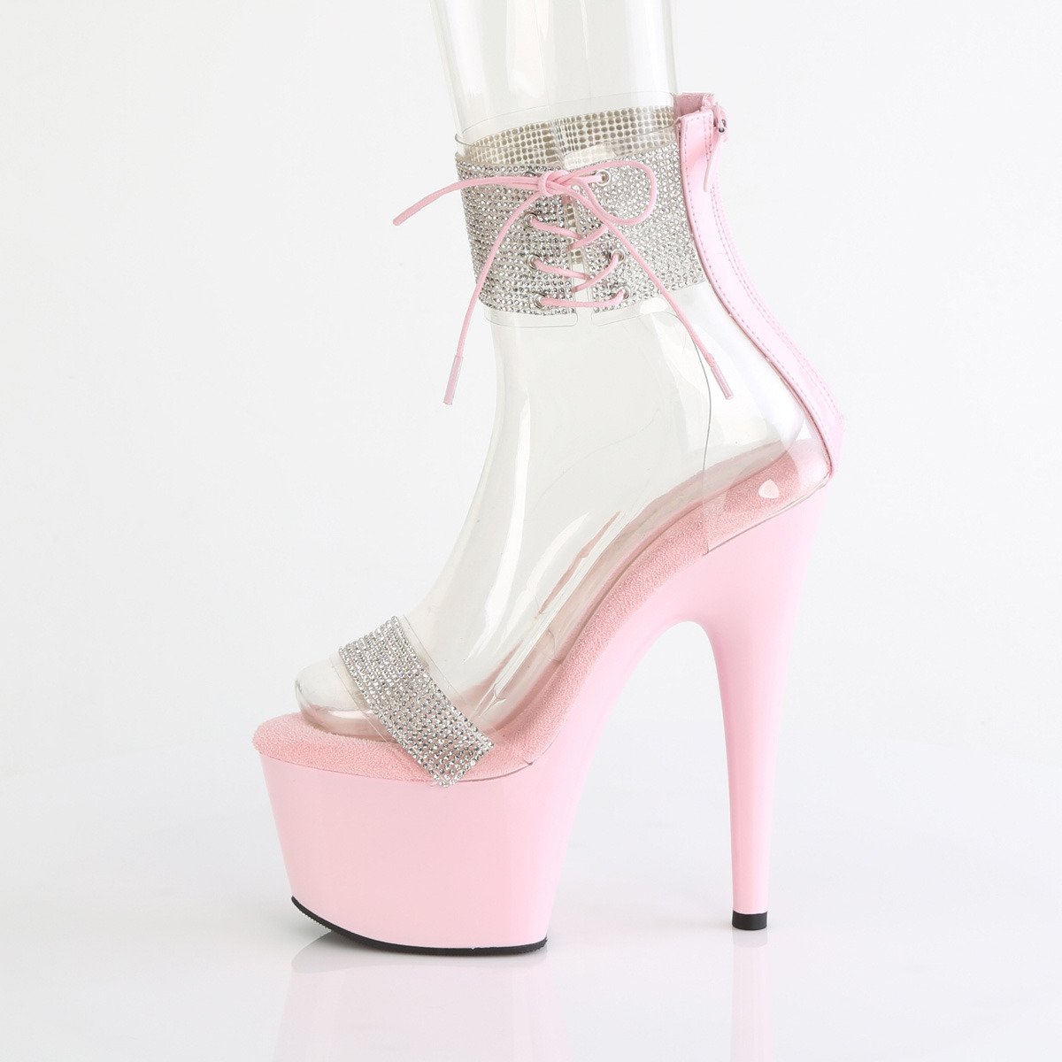 Pleaser Adore-727RS C-BP/BP - Pink High-Platform Ankle Strap Heels