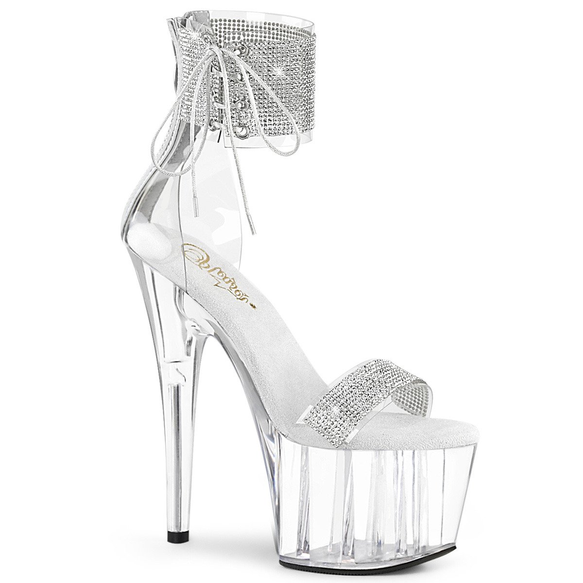 Pleaser Adore-727RS C-S/C - Clear High-Platform Ankle Strap Heels