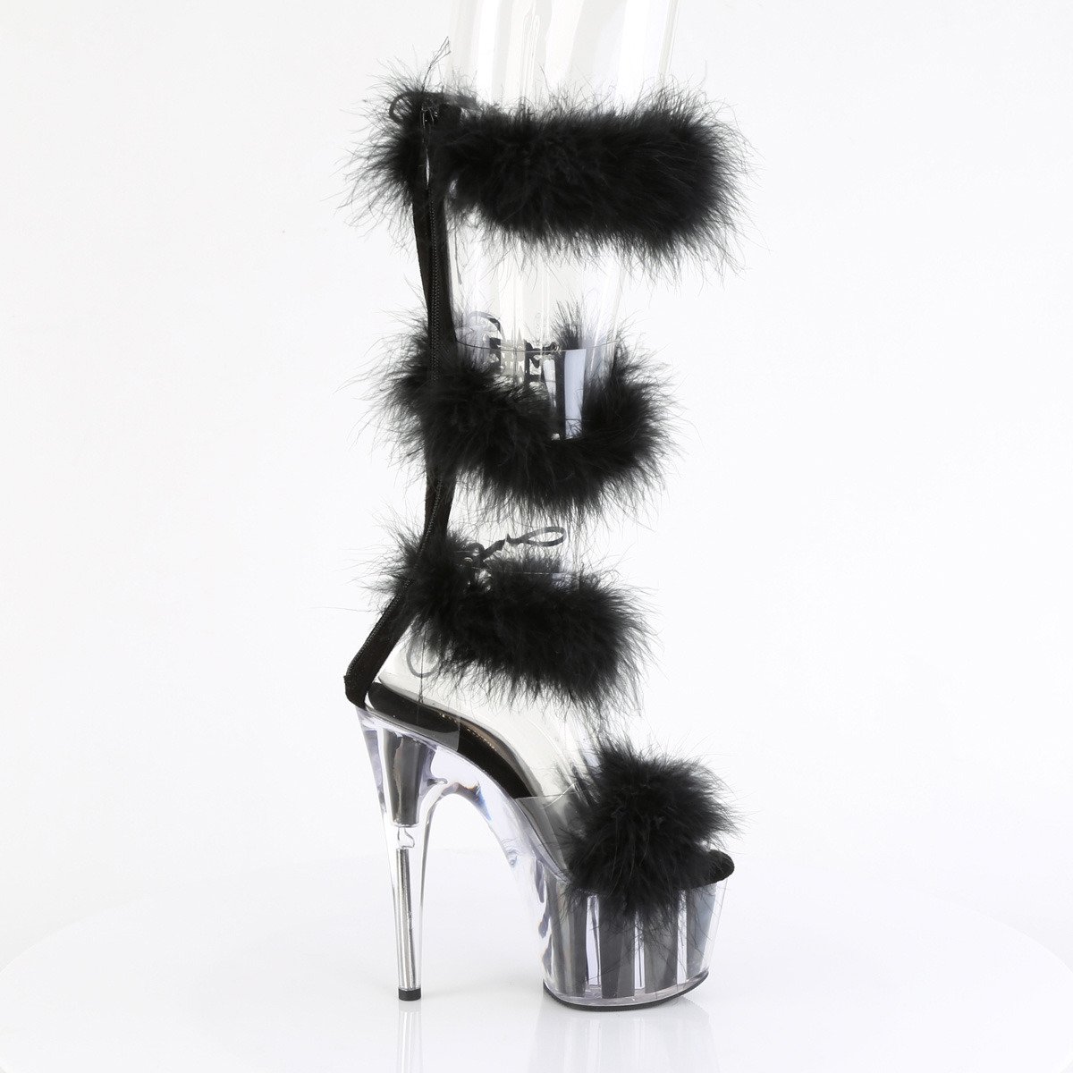 Pleaser Adore-728F C-BFUR/M - Black High-Platform Strap Heels