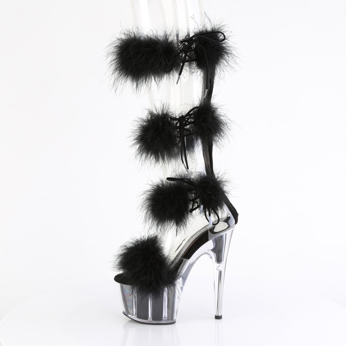 Pleaser Adore-728F C-BFUR/M - Black High-Platform Strap Heels