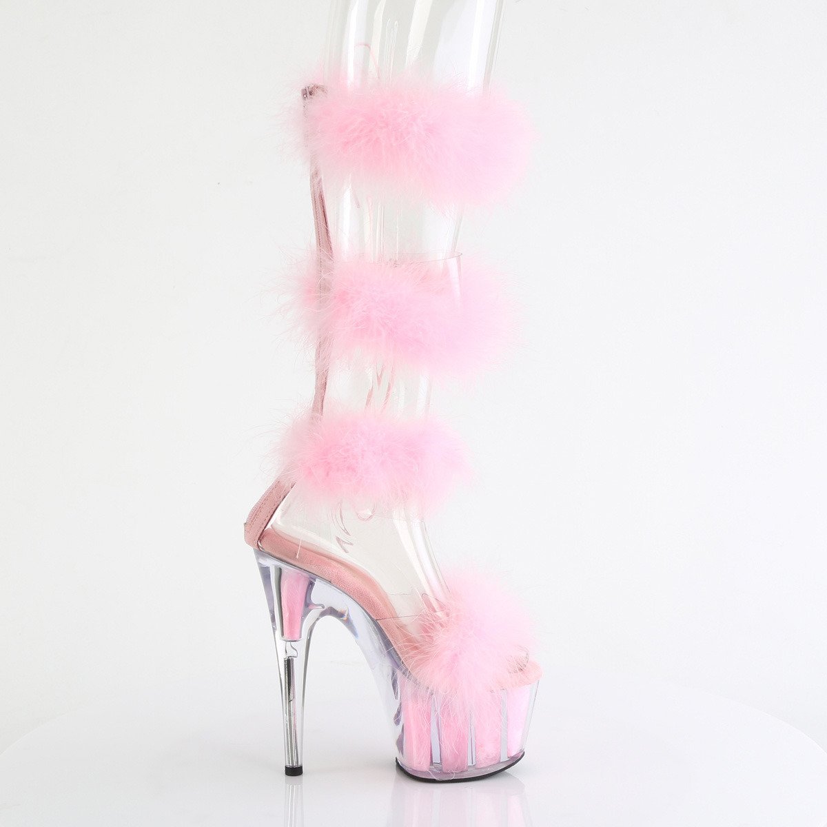 Pleaser Adore-728F C-BPFUR/M - Pink High-Platform Strap Heels