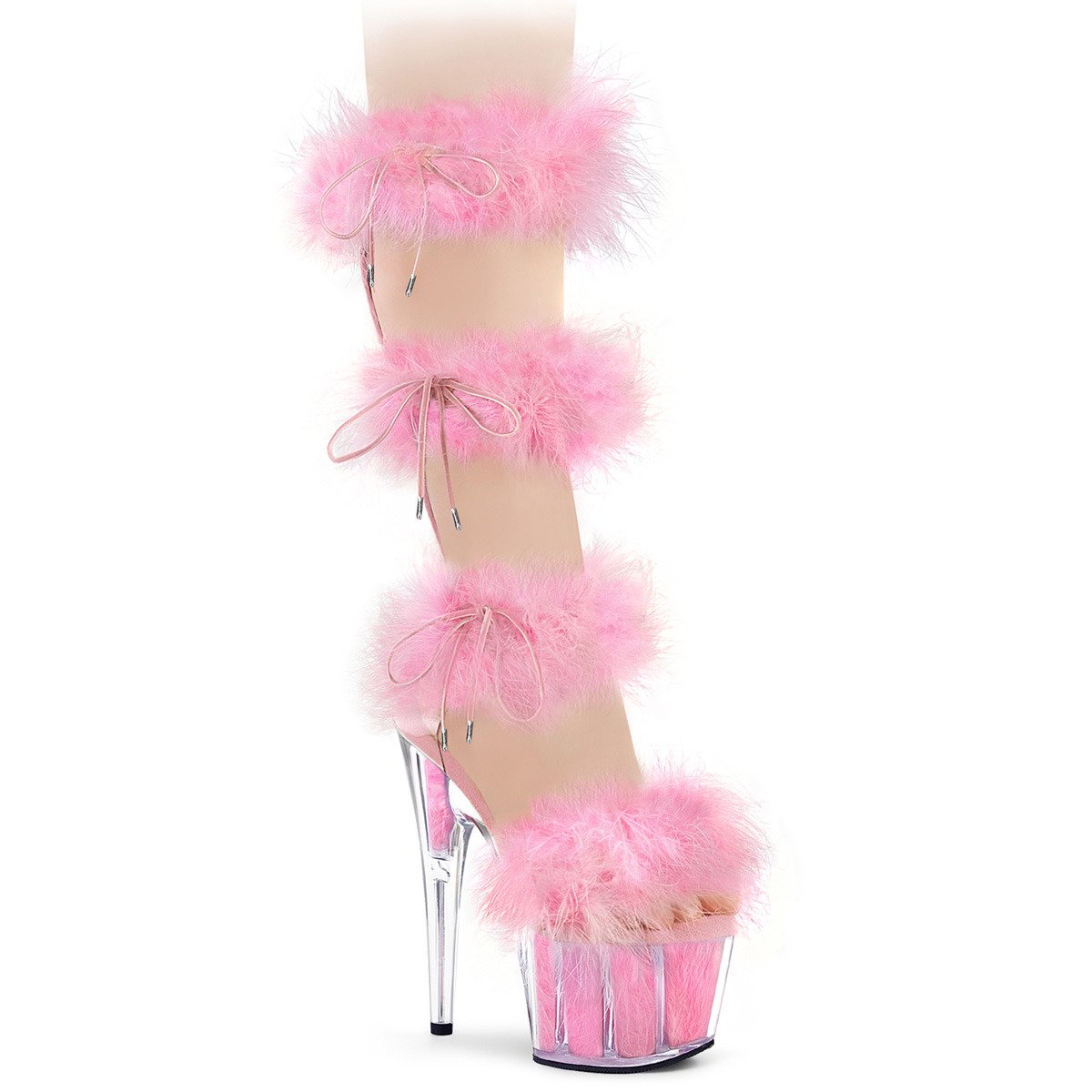 Pleaser Adore-728F C-BPFUR/M - Pink High-Platform Strap Heels