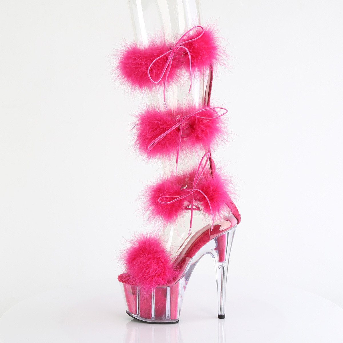 Pleaser Adore-728F C-HPFUR/M - Pink High-Platform Strap Heels