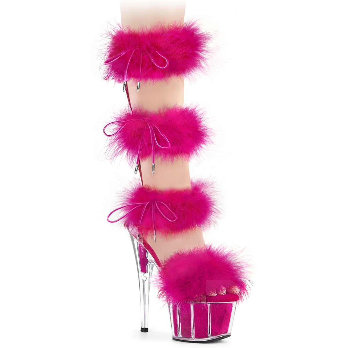 Pleaser Adore-728F C-HPFUR/M - Pink High-Platform Strap Heels