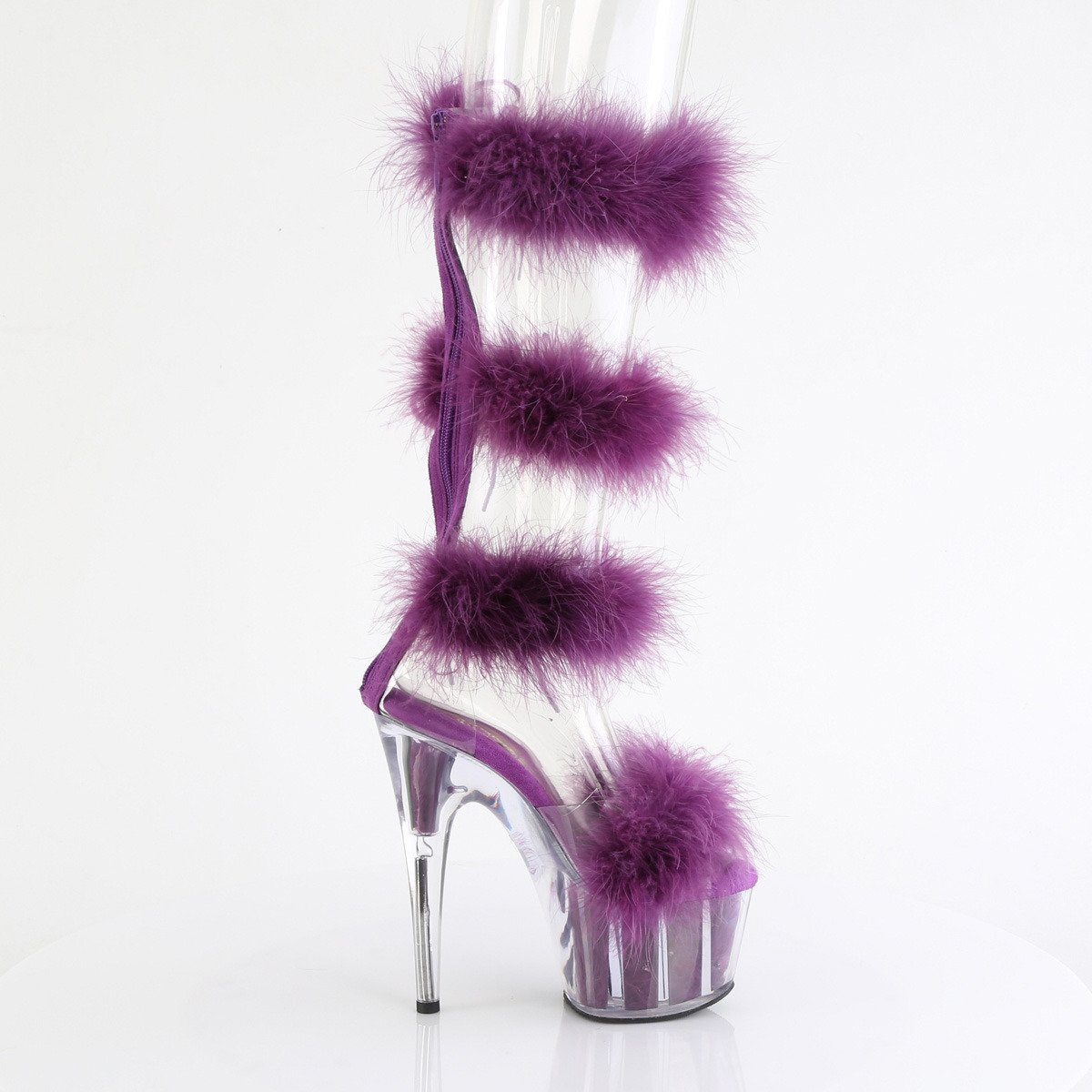 Pleaser Adore-728F C-PPFUR/M - Clear High-Platform Strap Heels