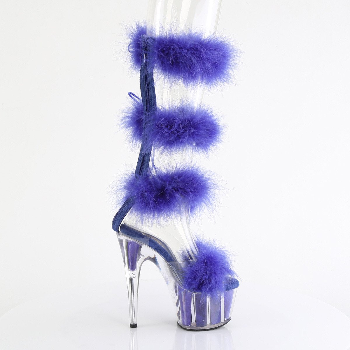 Pleaser Adore-728F C-RYBLFUR/M - Clear High-Platform Strap Heels