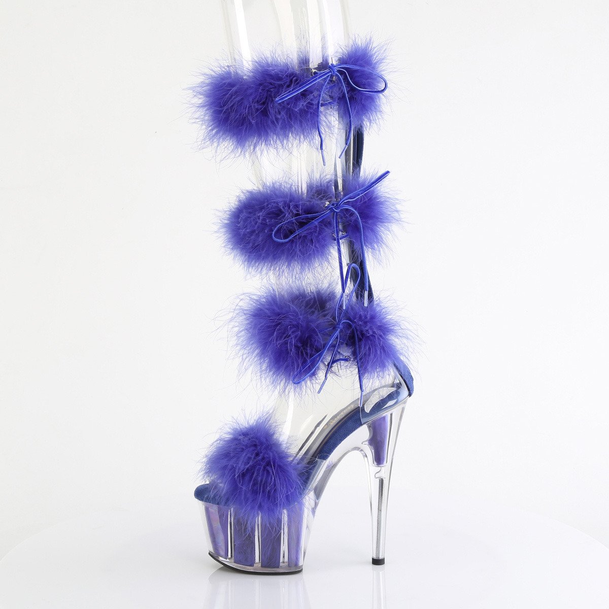 Pleaser Adore-728F C-RYBLFUR/M - Clear High-Platform Strap Heels