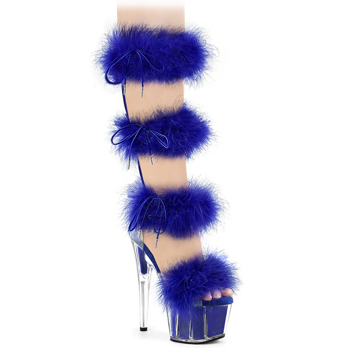 Pleaser Adore-728F C-RYBLFUR/M - Clear High-Platform Strap Heels