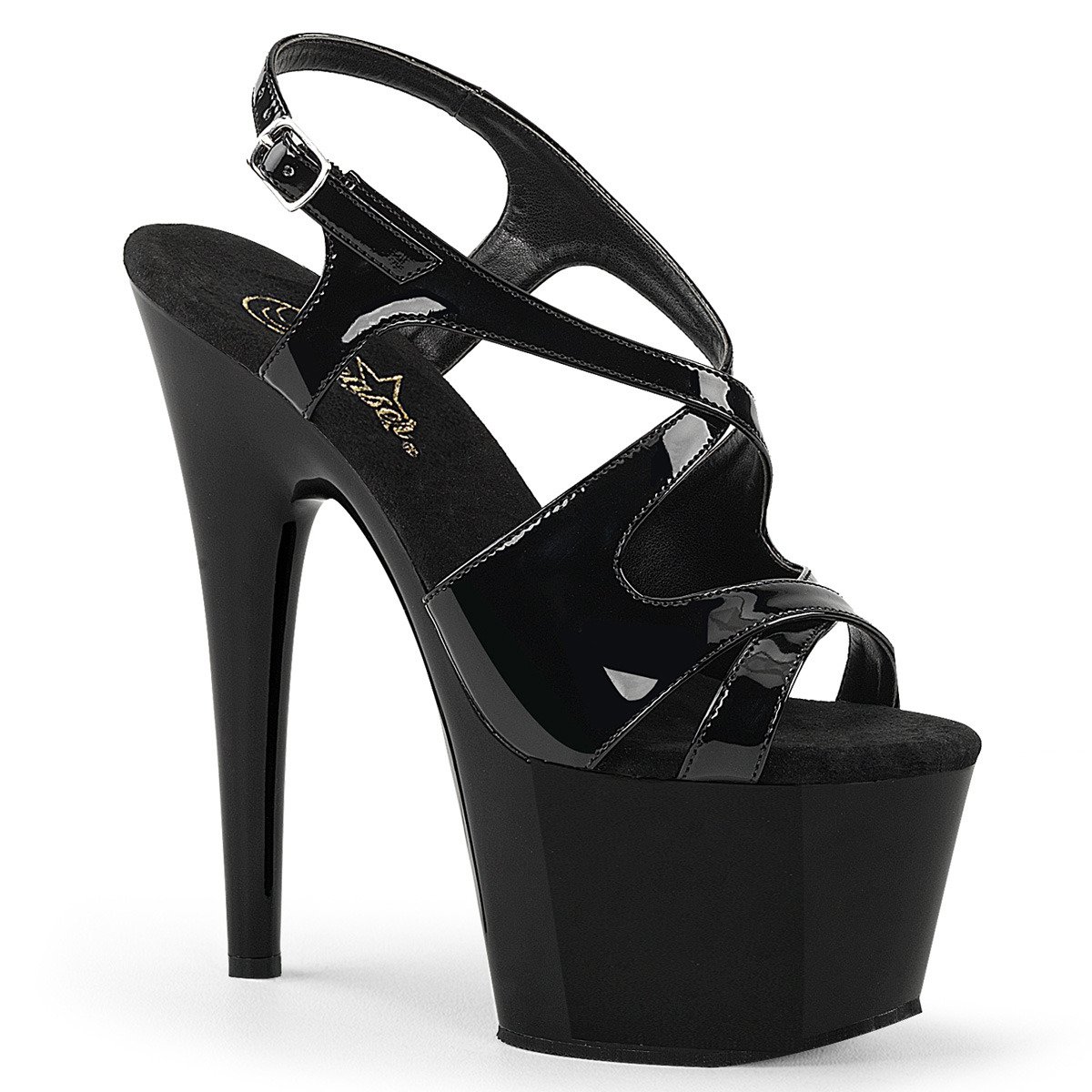 Pleaser Adore-730 B/M - Shiny Black High-Platform Sandals