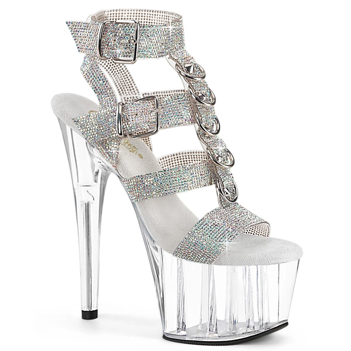 Pleaser Adore-756RS SRS-TPU/C - Silver High-Platform Sandals