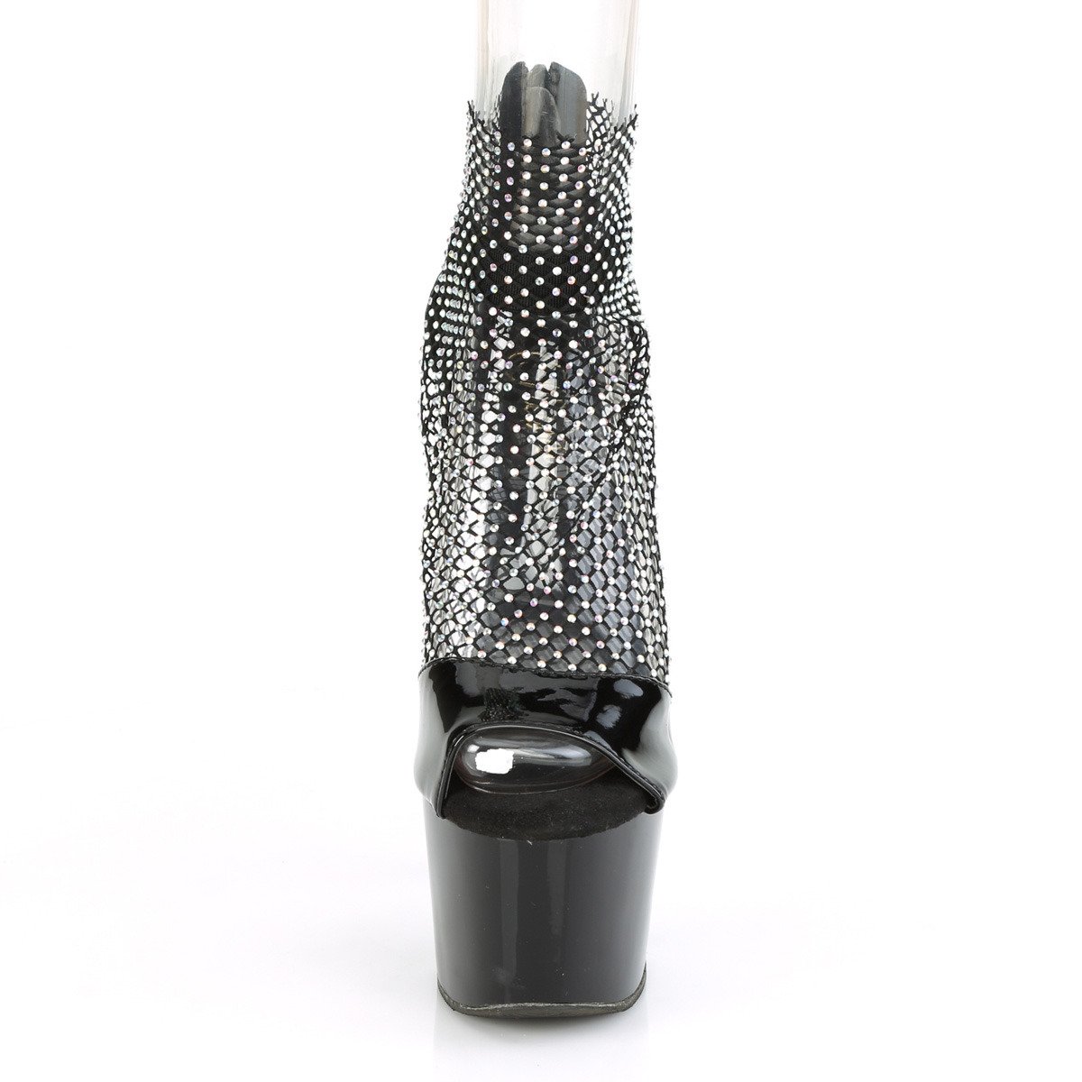 Pleaser Adore-765RM BPT-MS/M - Shiny Black High-Platform Ankle Strap Heels