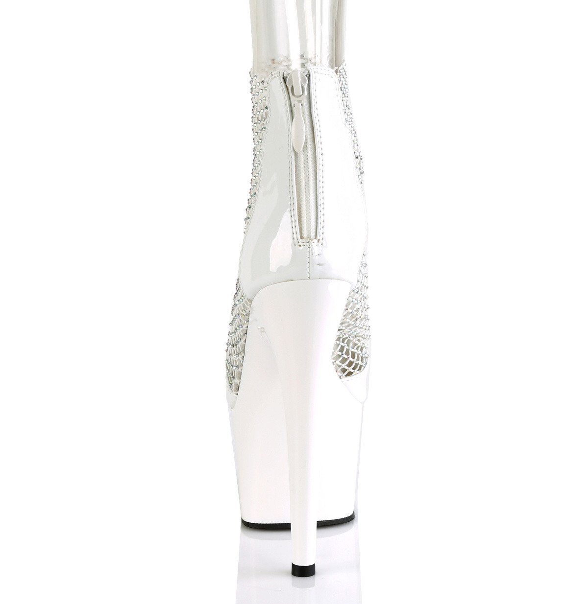 Pleaser Adore-765RM WPT-MS/M - Shiny White High-Platform Ankle Strap Heels