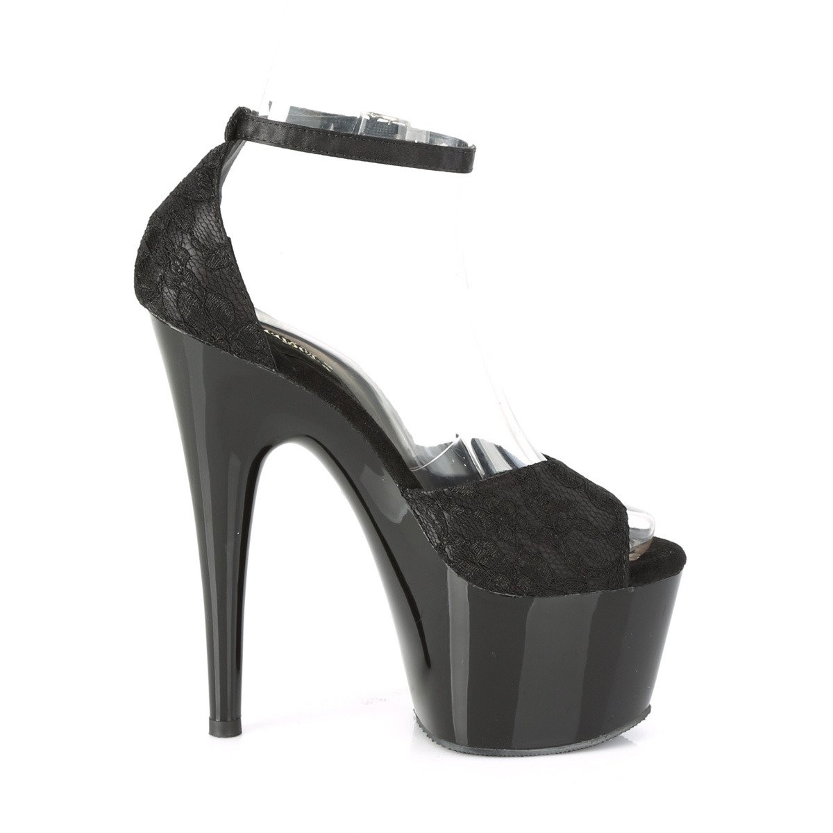 Pleaser Adore-768 BSA-BLC/M - Black High-Platform Ankle Strap Heels