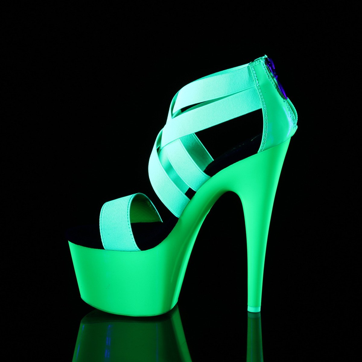 Pleaser Adore-769UV NGNELS-PT/M - Shiny Green Uv Reactive High-Platform Sandals