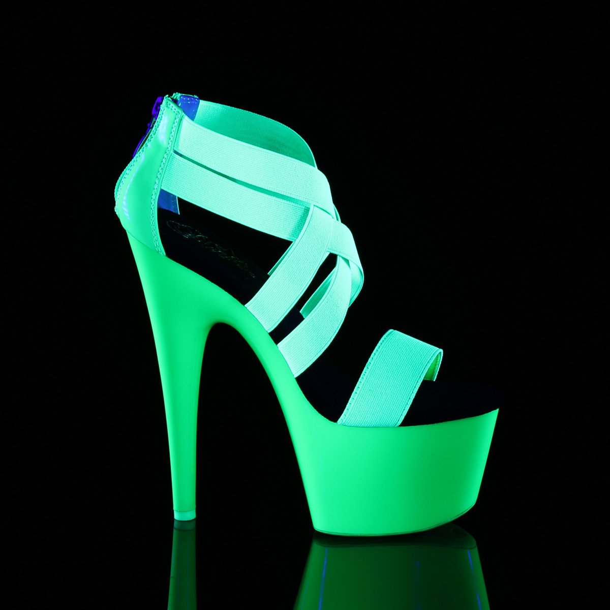 Pleaser Adore-769UV NGNELS-PT/M - Shiny Green Uv Reactive High-Platform Sandals