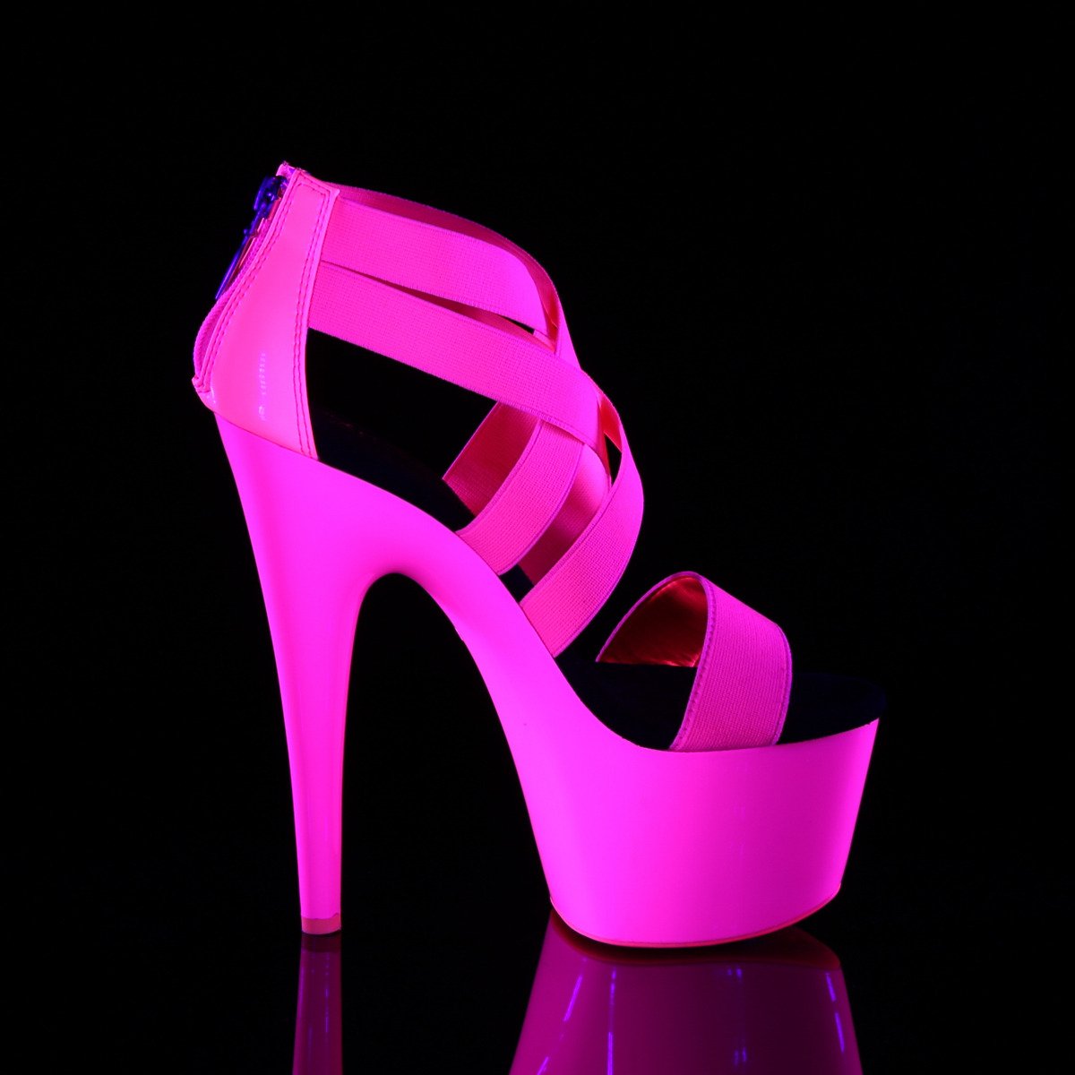 Pleaser Adore-769UV NHPELS-PT/M - Shiny Pink Uv Reactive High-Platform Sandals