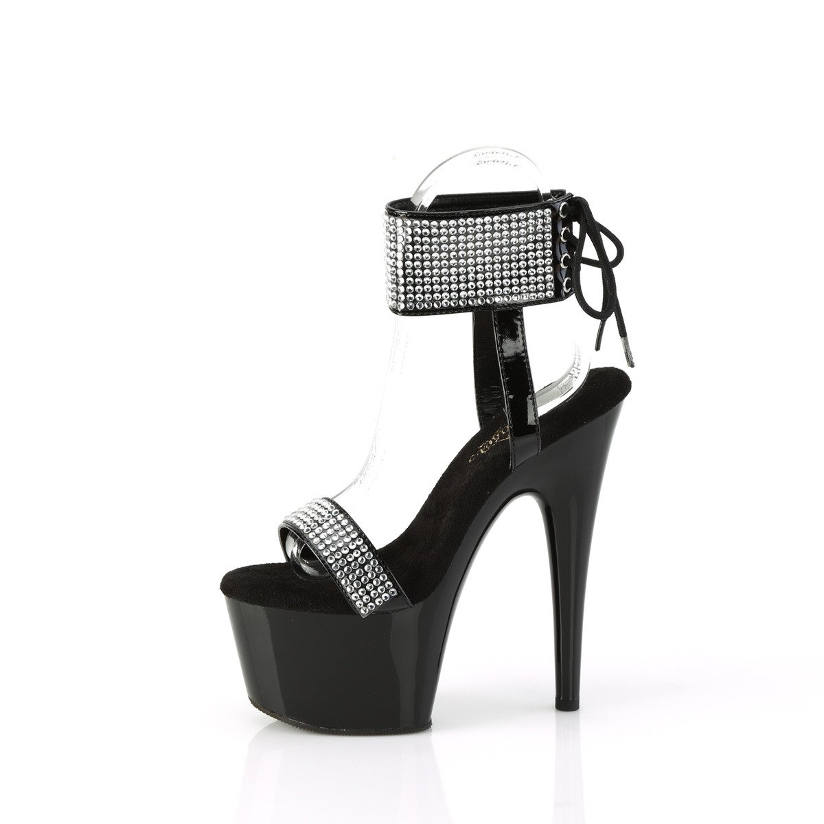Pleaser Adore-770 B-RS/M - Shiny Black High-Platform Ankle Strap Heels