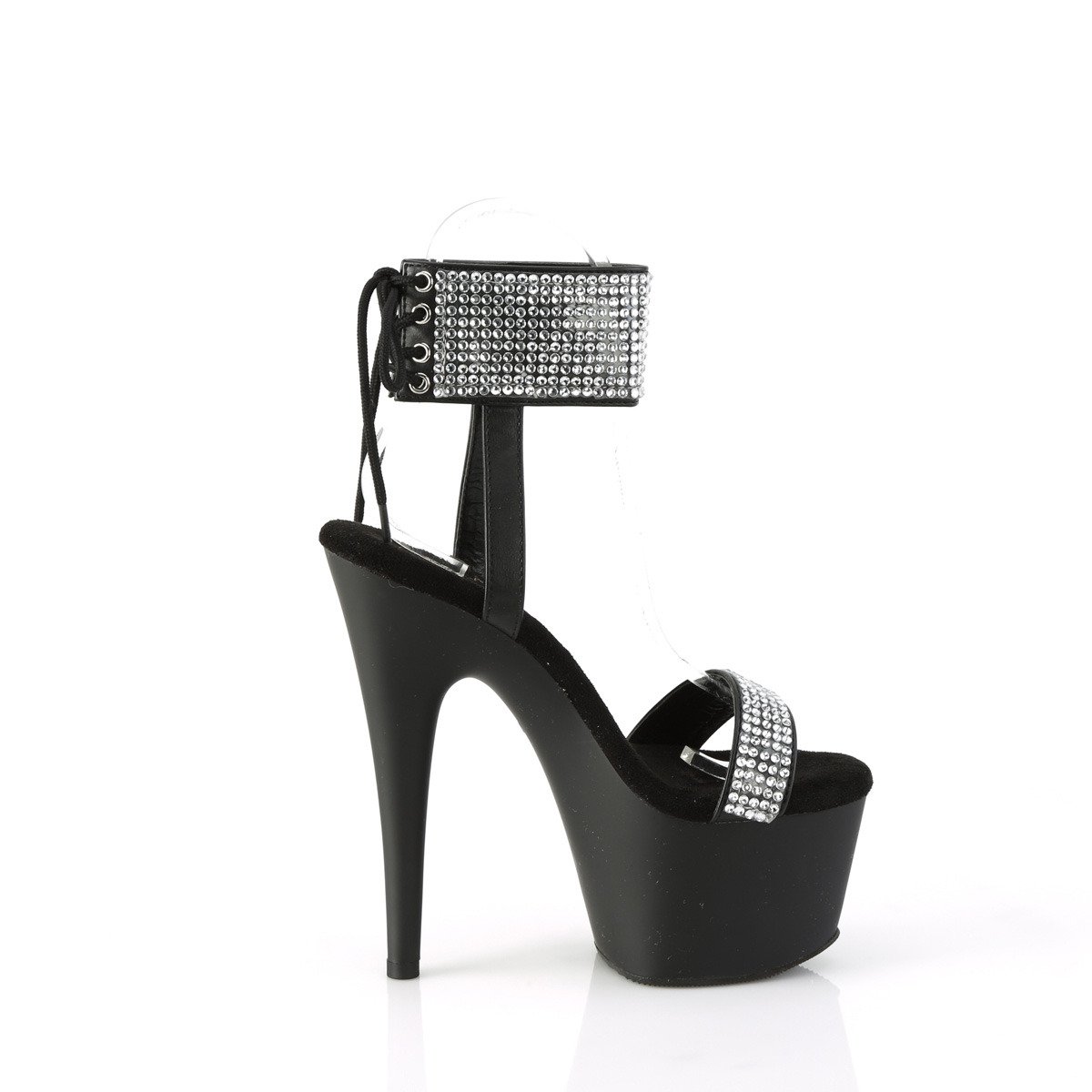 Pleaser Adore-770 BPU-RS/M - Black High-Platform Ankle Strap Heels