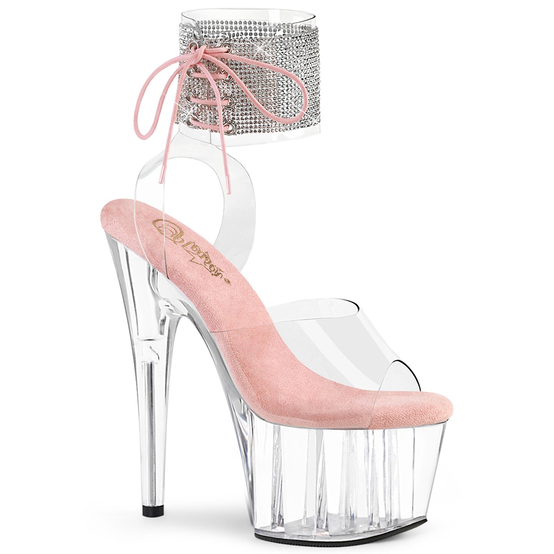 Pleaser Adore-791-2RS C-BP/C - Pink High-Platform Ankle Strap Heels
