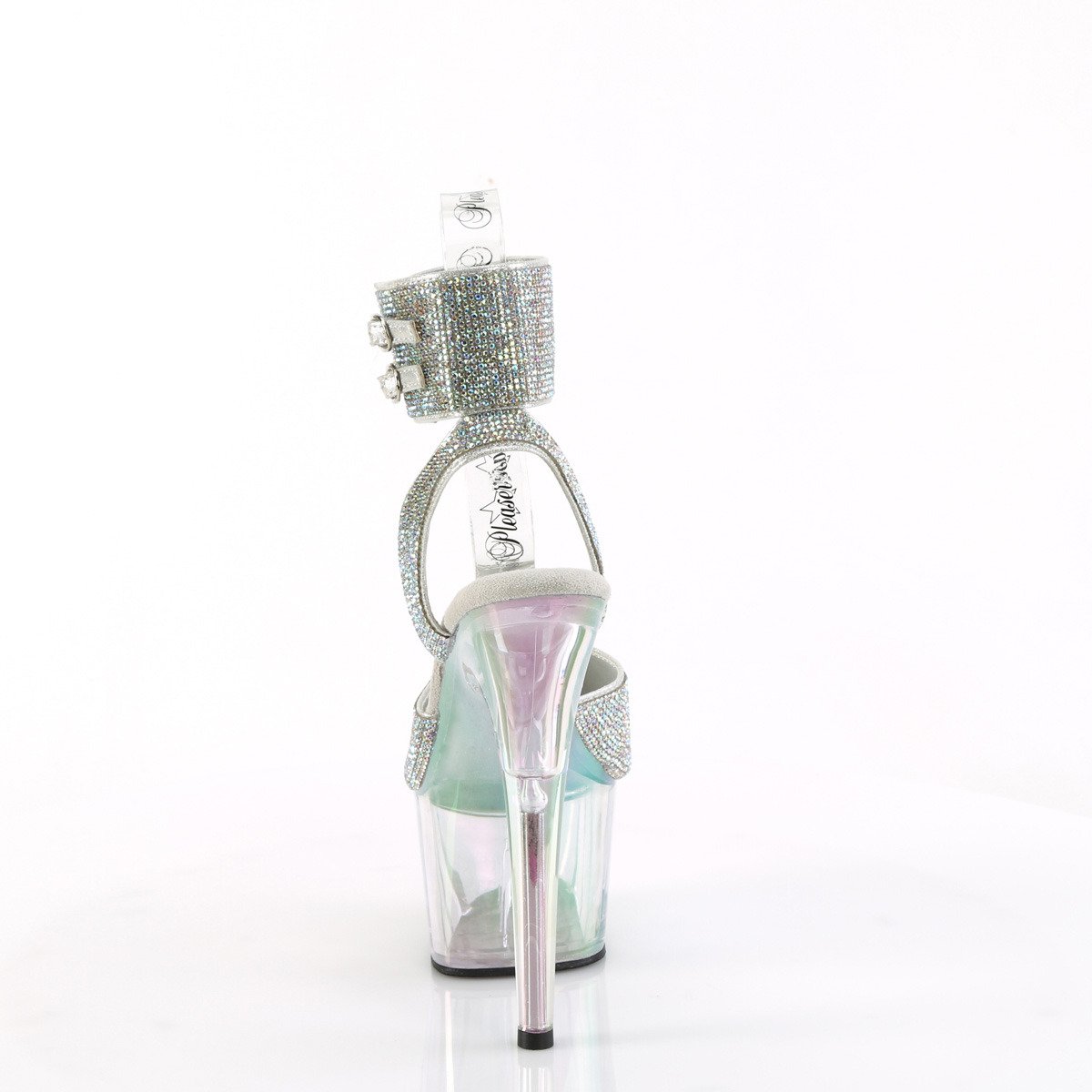 Pleaser Adore-791HTRS SRS/HG - Silver High-Platform Ankle Strap Heels