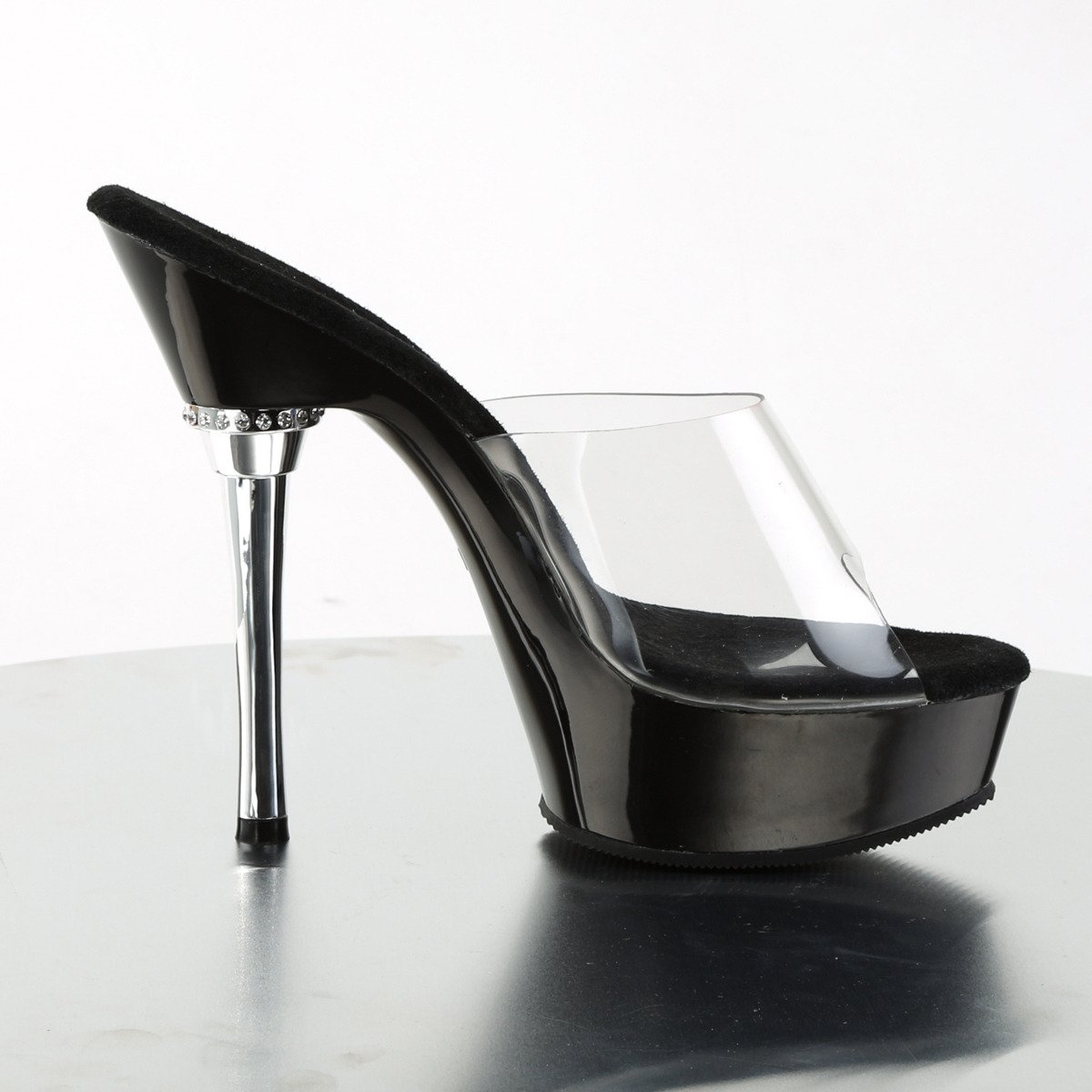 Pleaser Allure-601 C/B - Clear Platform High-Heel Slides