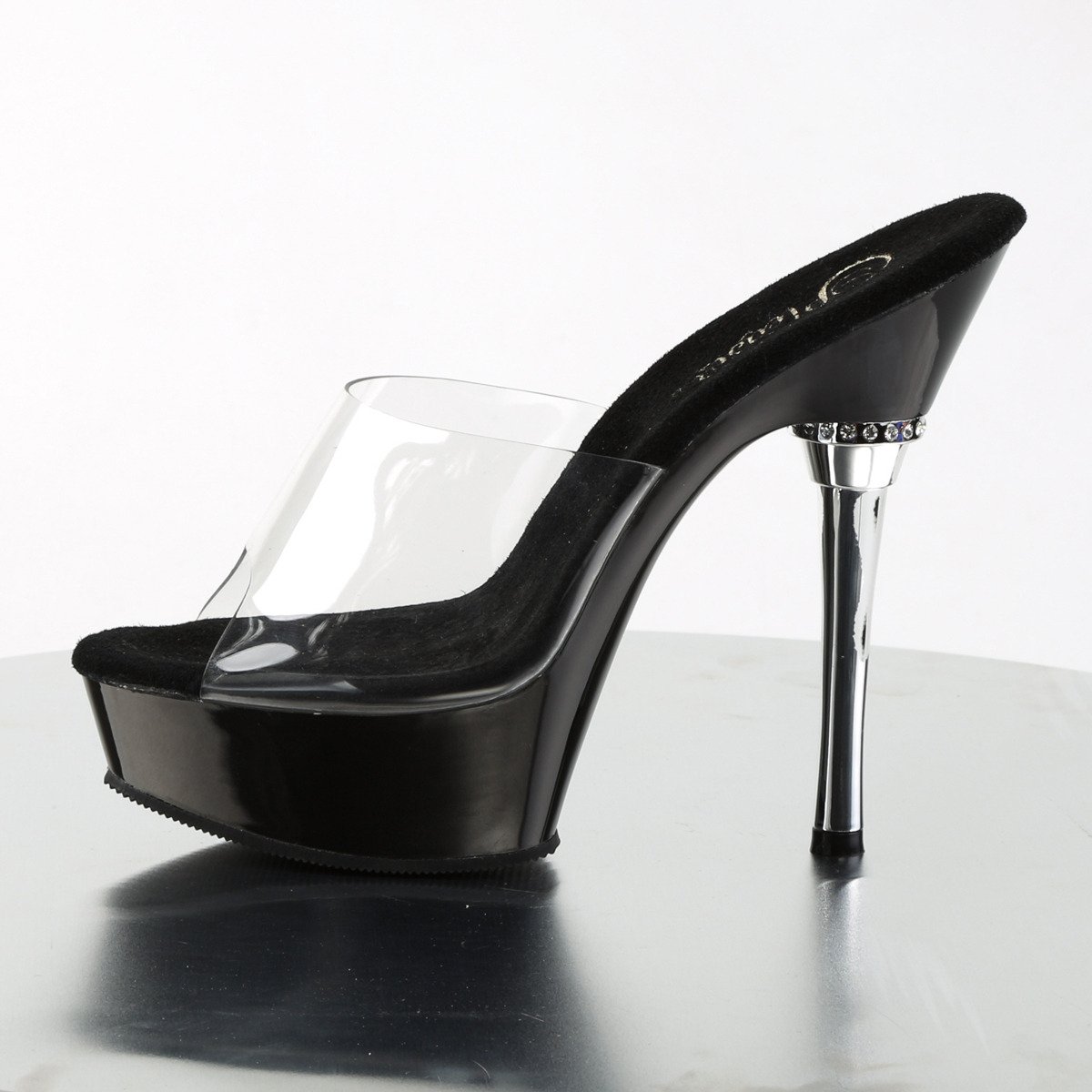 Pleaser Allure-601 C/B - Clear Platform High-Heel Slides
