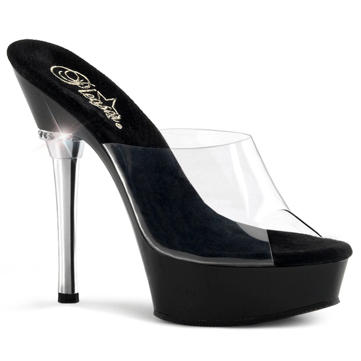 Pleaser Allure-601 C/B - Clear Platform High-Heel Slides