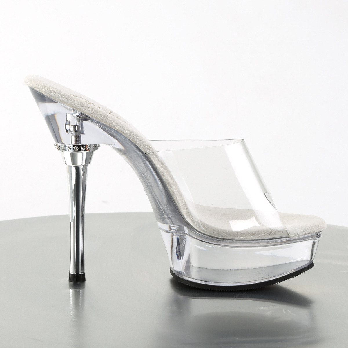 Pleaser Allure-601 C/M - Clear Platform High-Heel Slides