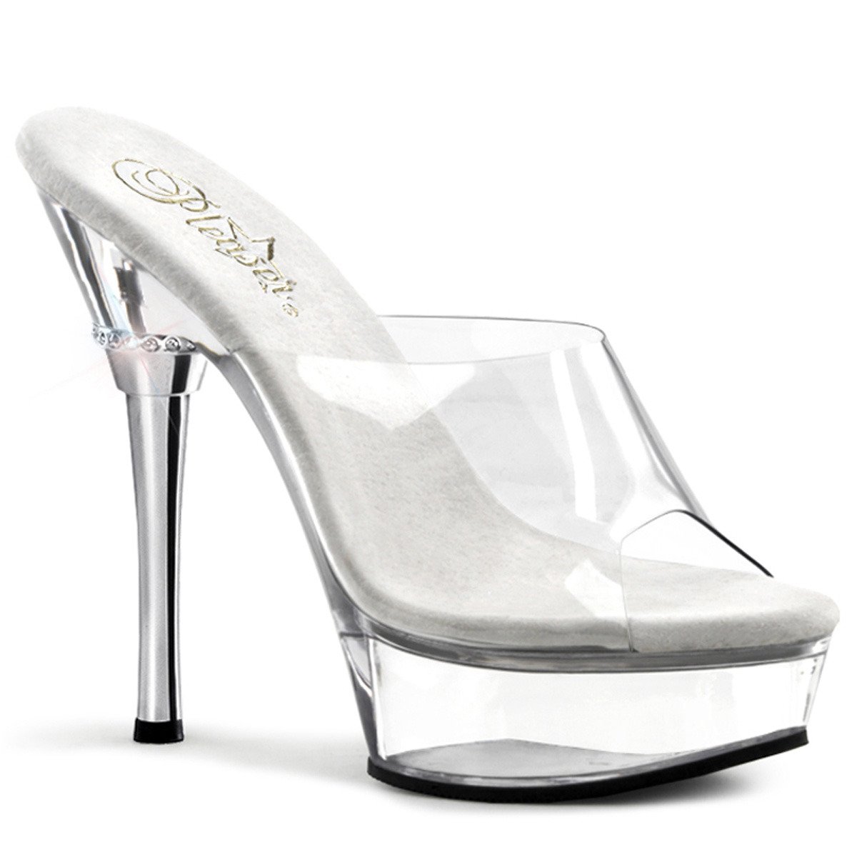 Pleaser Allure-601 C/M - Clear Platform High-Heel Slides