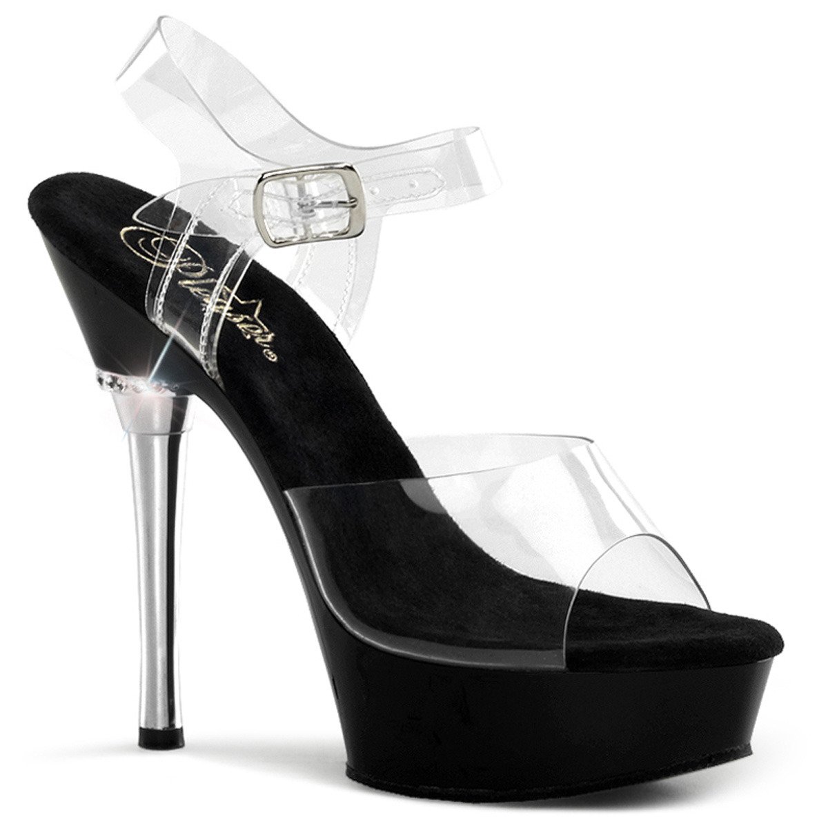 Pleaser Allure-608 C/B - Clear Platform High-Heel Sandals