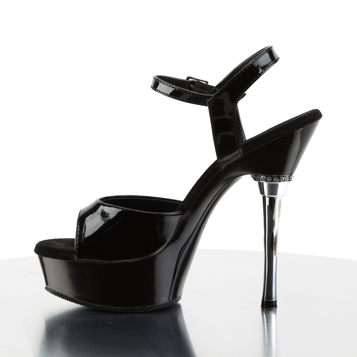Pleaser Allure-609 B/M - Shiny Black Platform High-Heel Sandals