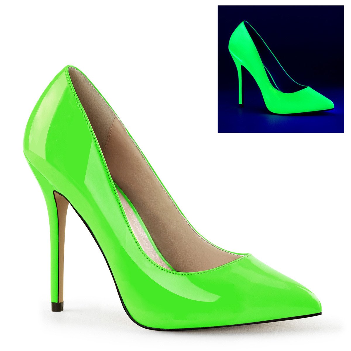 Pleaser Amuse-20 NGN - Shiny Green High-Heel Stilettos