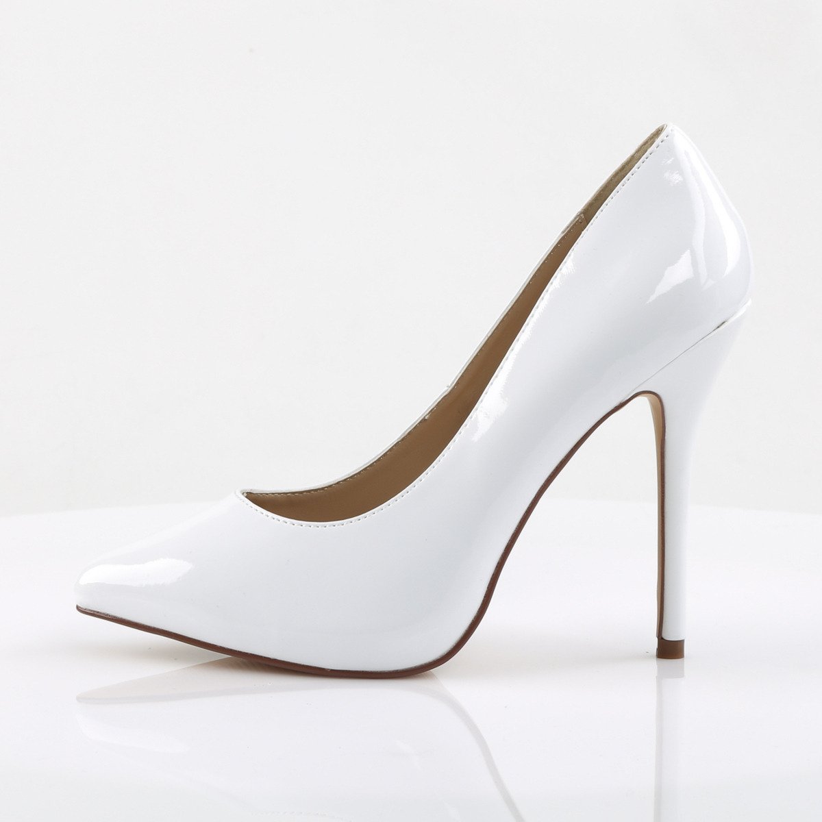 Pleaser Amuse-20 W - Shiny White High-Heel Stilettos