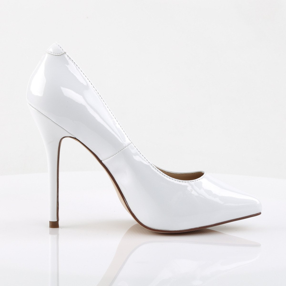 Pleaser Amuse-20 W - Shiny White High-Heel Stilettos