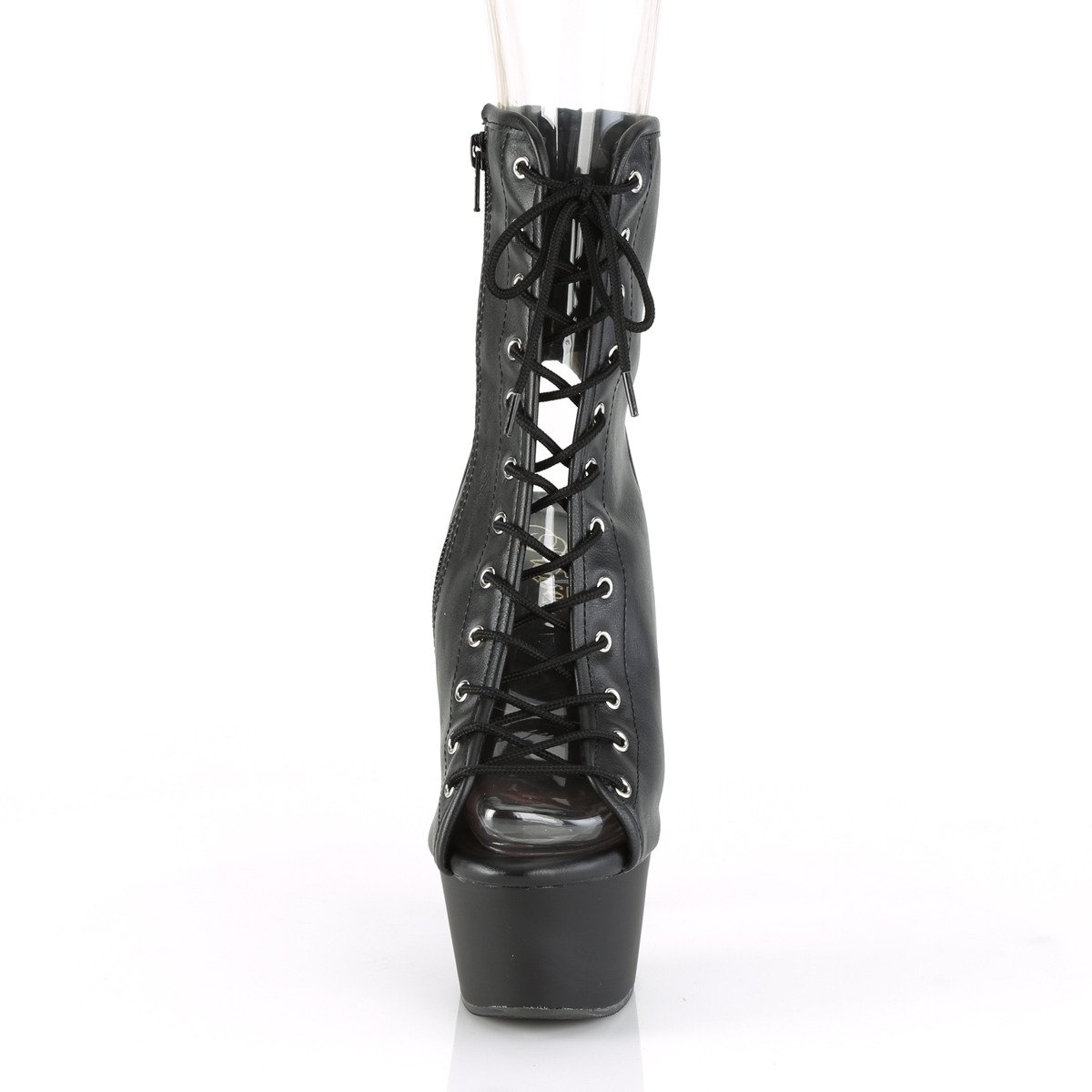 Pleaser Aspire-1016 BPU/M - Black Platform High-Heel Peep Toe Boots