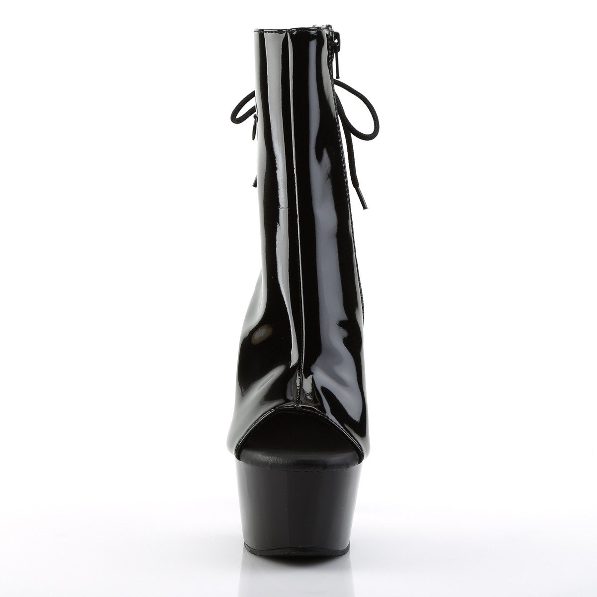 Pleaser Aspire-1018 B/M - Shiny Black Platform High-Heel Peep Toe Boots