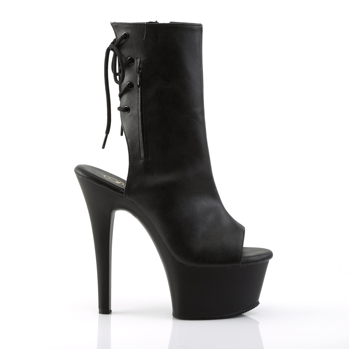 Pleaser Aspire-1018 BPU/M - Black Platform High-Heel Peep Toe Boots