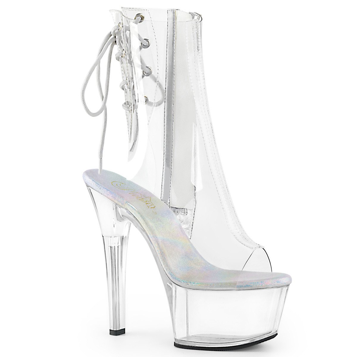 Pleaser Aspire-1018C C/M - Clear Platform High-Heel Peep Toe Boots