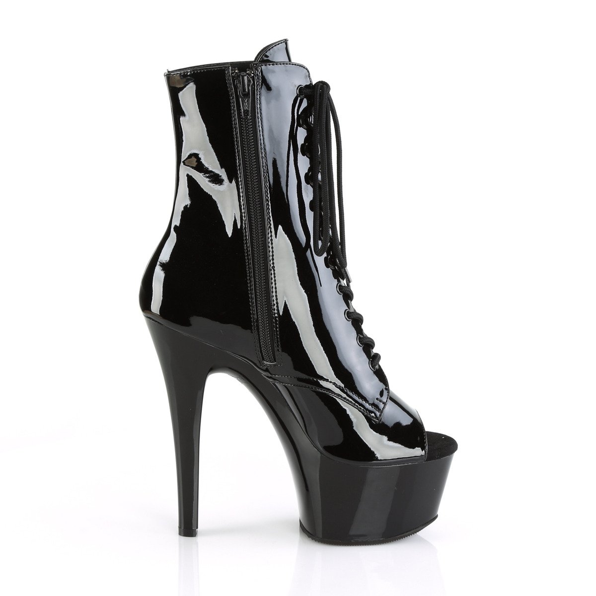 Pleaser Aspire-1021 B/M - Shiny Black Platform High-Heel Ankle Boots