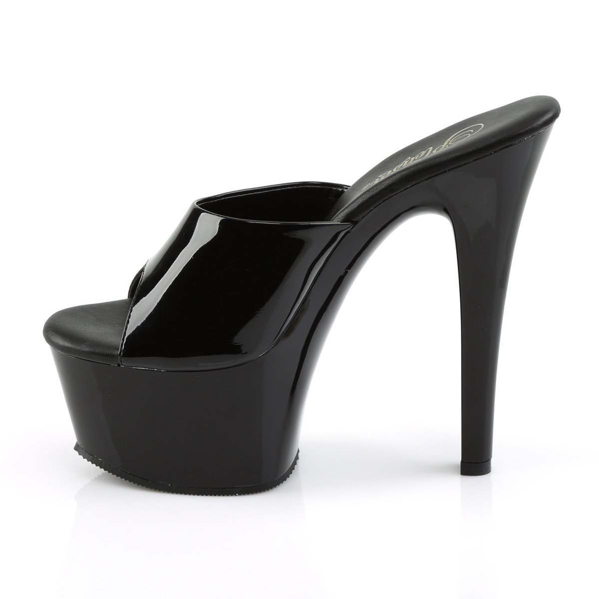 Pleaser Aspire-601 B/M - Shiny Black Platform High-Heel Slides