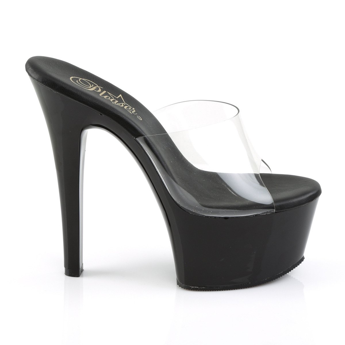 Pleaser Aspire-601 C/B - Clear Platform High-Heel Slides