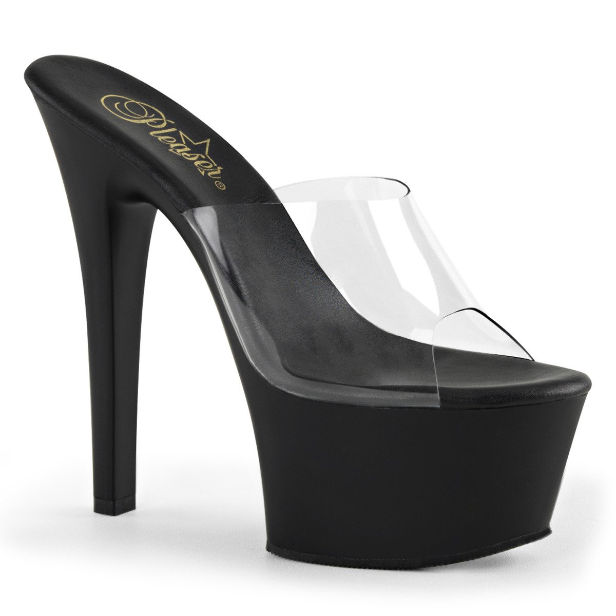 Pleaser Aspire-601 C/B - Clear Platform High-Heel Slides