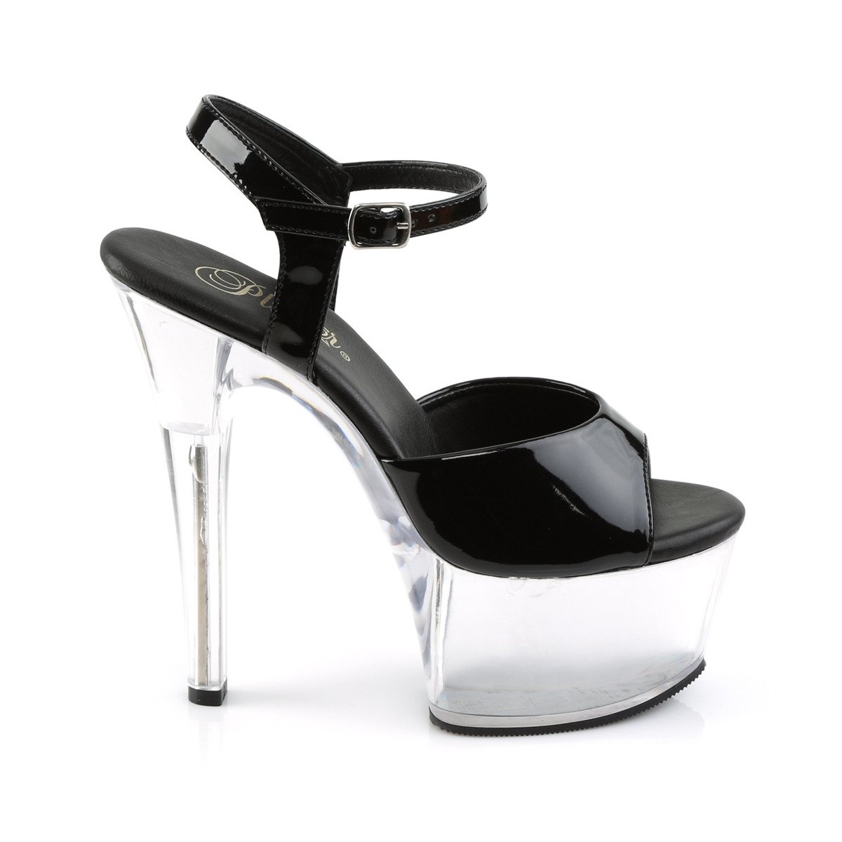 Pleaser Aspire-609 B/C - Shiny Black Platform High-Heel Sandals