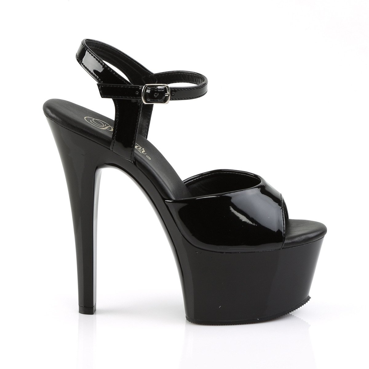 Pleaser Aspire-609 B/M - Shiny Black Platform High-Heel Sandals