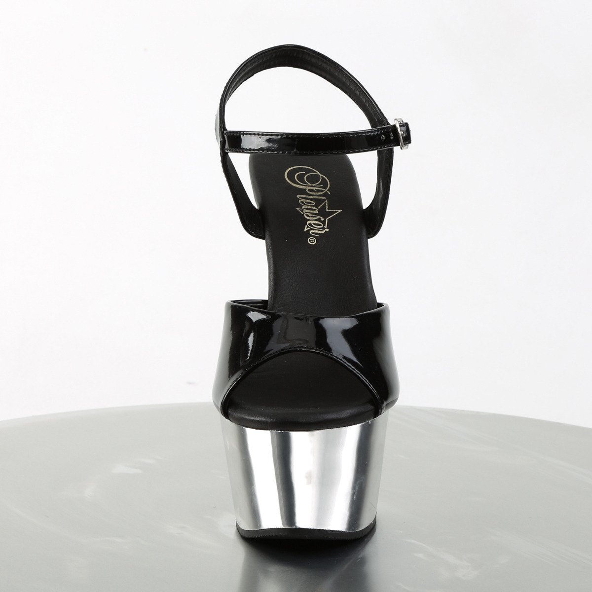 Pleaser Aspire-609 B/SCH - Shiny Black Platform High-Heel Sandals